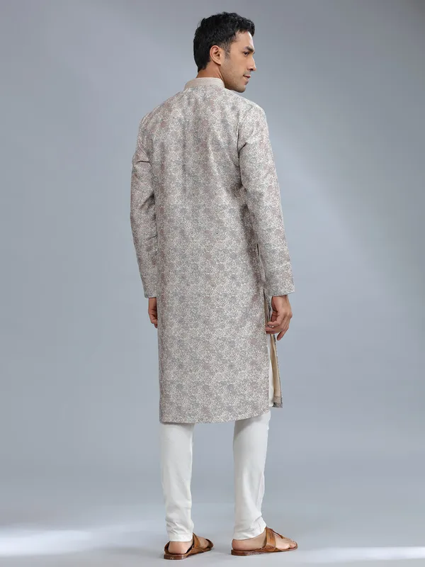 Classy grey silk kurta pajama