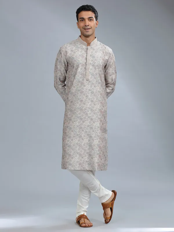 Classy grey silk kurta pajama