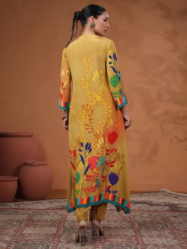 Classy khaki printed kurti set