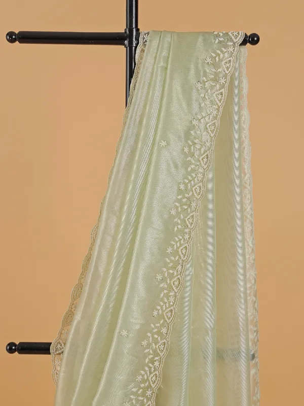 Classy light green organza saree