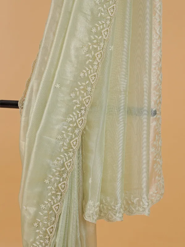 Classy light green organza saree