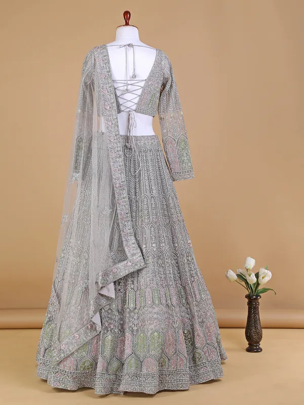 Classy light grey netlehenga choli