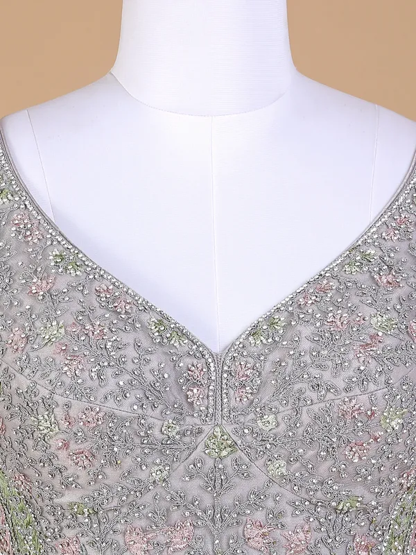 Classy light grey netlehenga choli