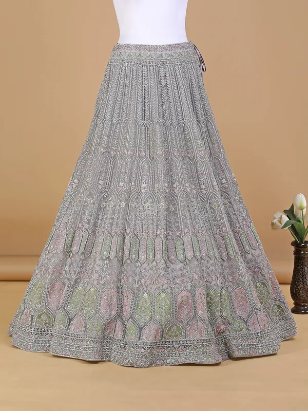 Classy light grey netlehenga choli