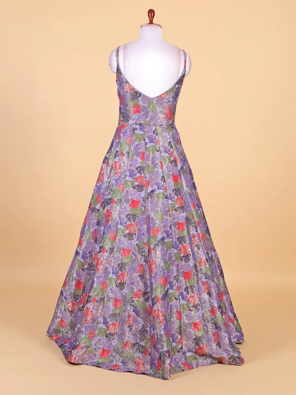 Classy light purple silk anarkali salwar suit