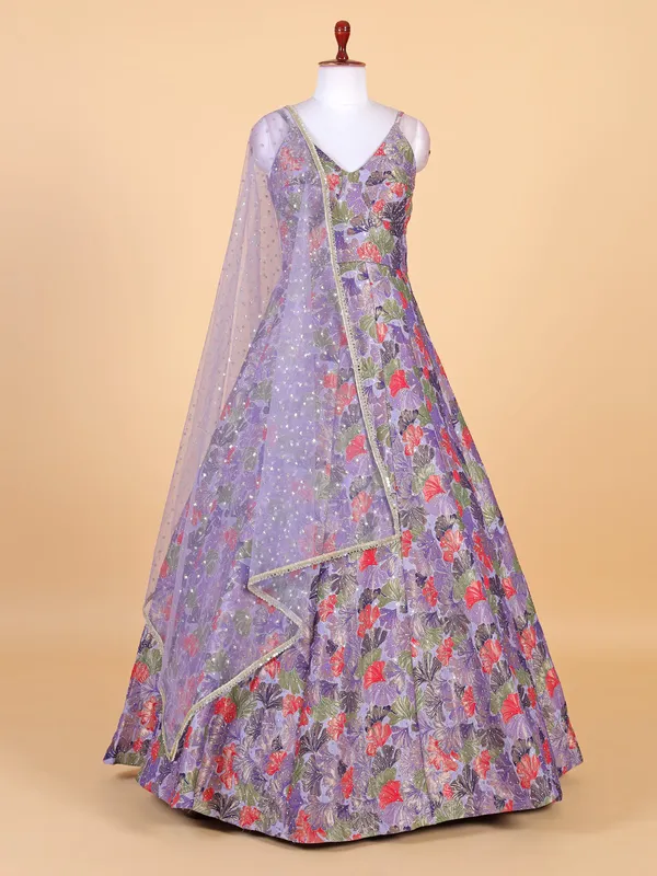 Classy light purple silk anarkali salwar suit