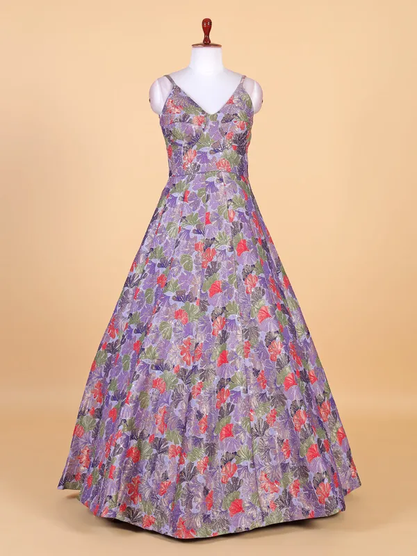 Classy light purple silk anarkali salwar suit