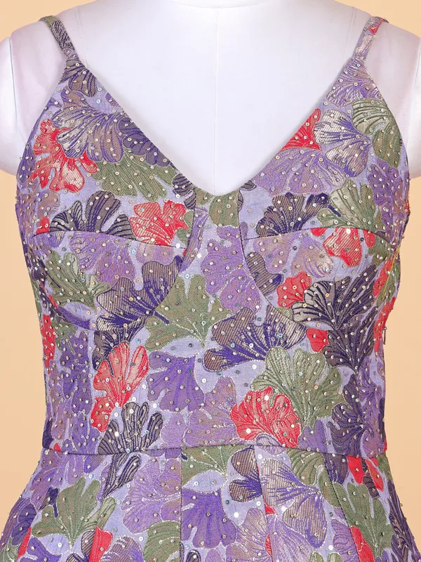 Classy light purple silk anarkali salwar suit