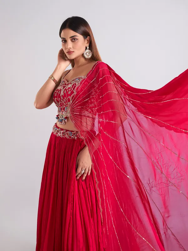 Classy magenta lehenga choli with dupatta