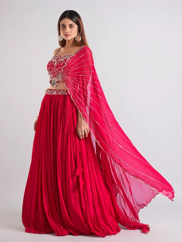 Classy magenta lehenga choli with dupatta