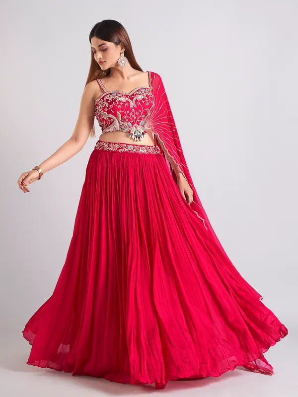 Classy magenta lehenga choli with dupatta