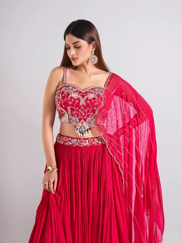 Classy magenta lehenga choli with dupatta