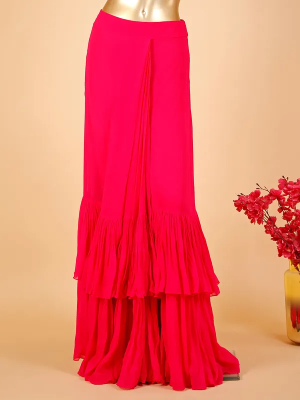 Classy magenta pre stitched saree
