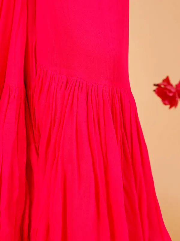 Classy magenta pre stitched saree
