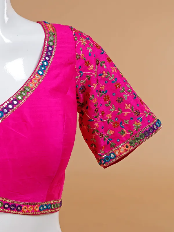Classy magenta silk ready made blouse