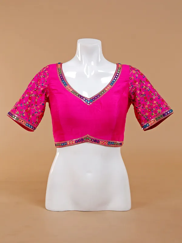 Classy magenta silk ready made blouse