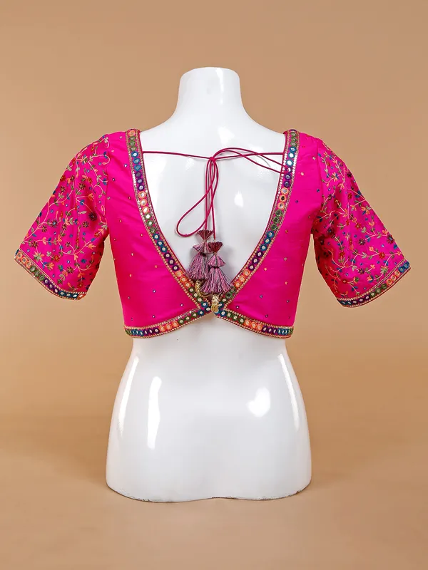 Classy magenta silk ready made blouse