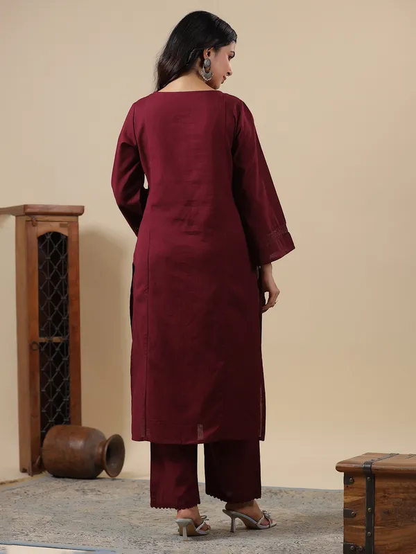 Classy maroon cotton kurti set