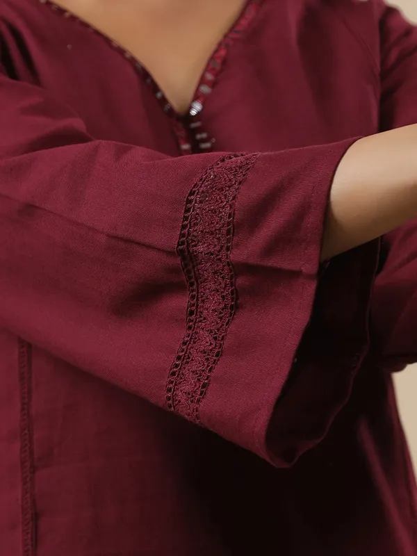 Classy maroon cotton kurti set