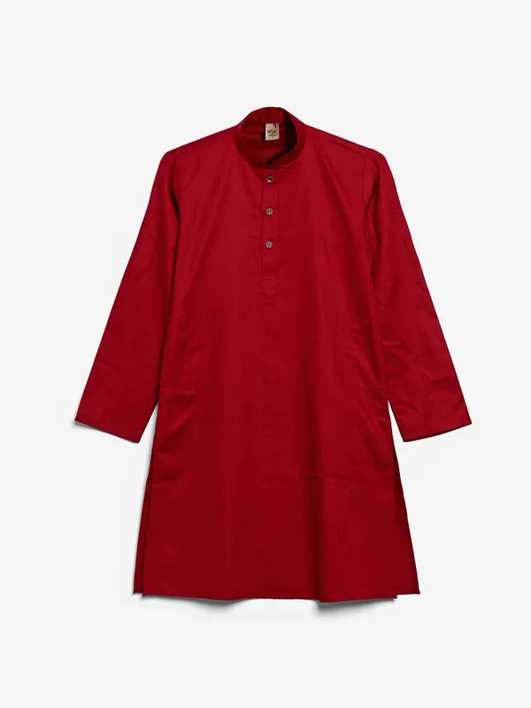 Classy maroon cotton plain kurta suit