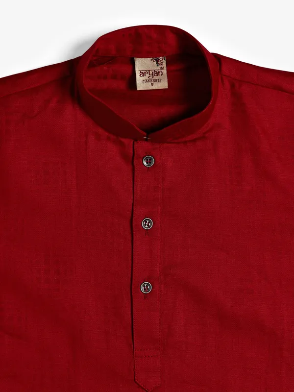 Classy maroon cotton plain kurta suit