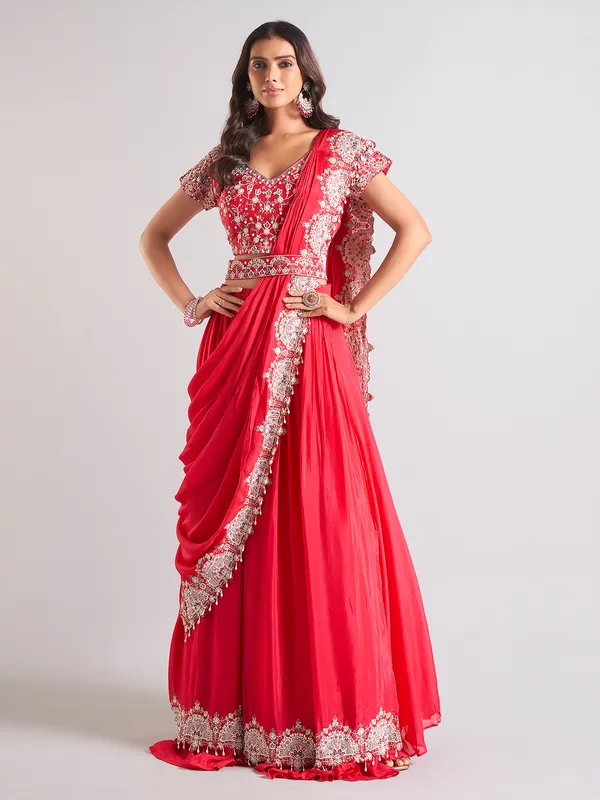 Classy maroon georgette lehenga choli