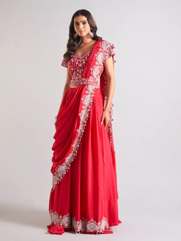 Classy maroon georgette lehenga choli