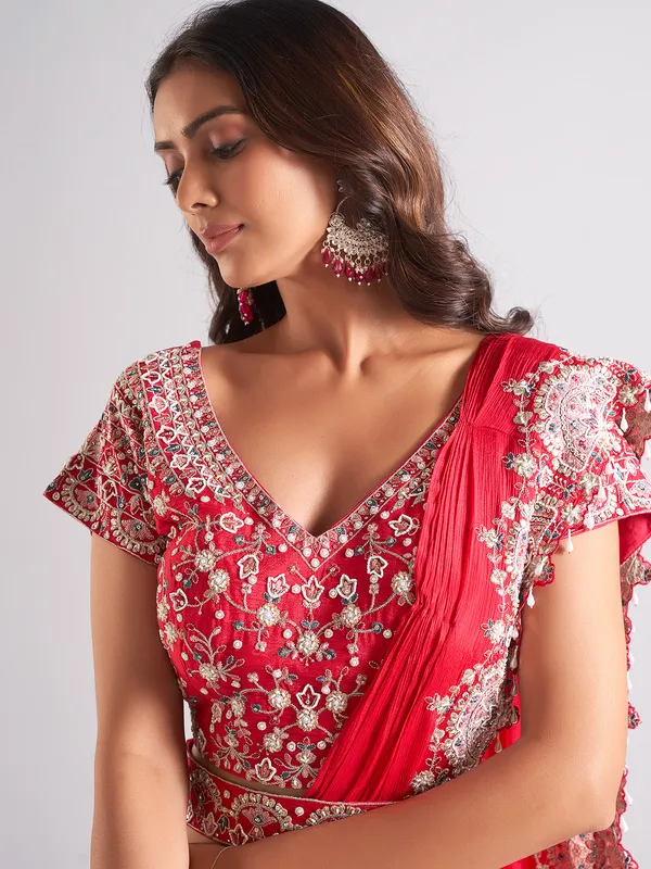 Classy maroon georgette lehenga choli