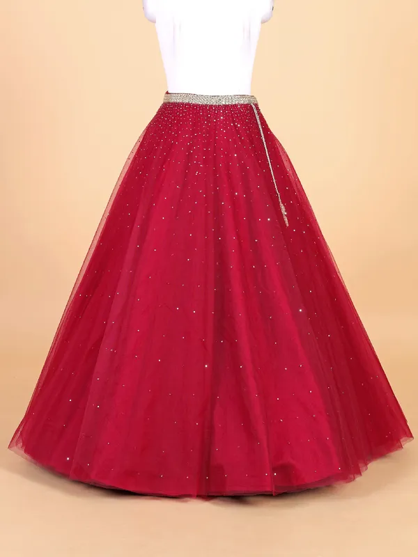 Classy maroon net lehenga choli