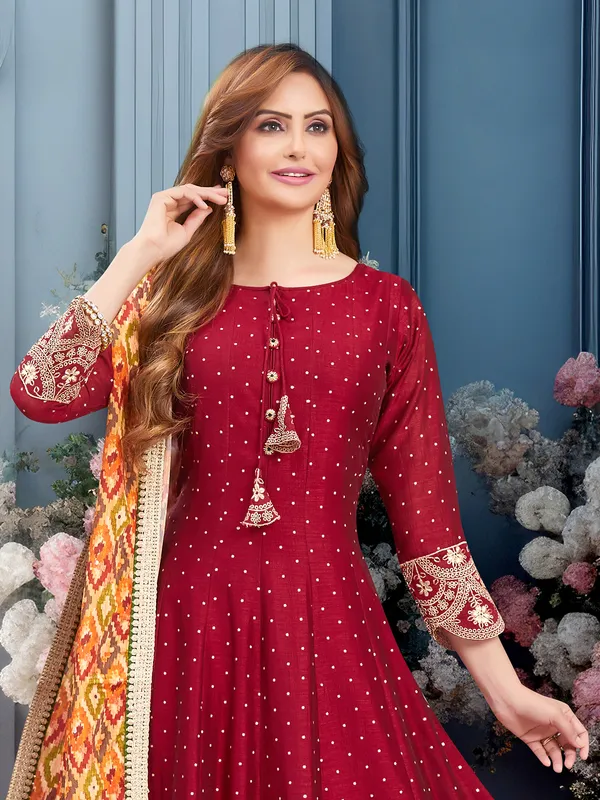 Classy maroon silk salwar suit