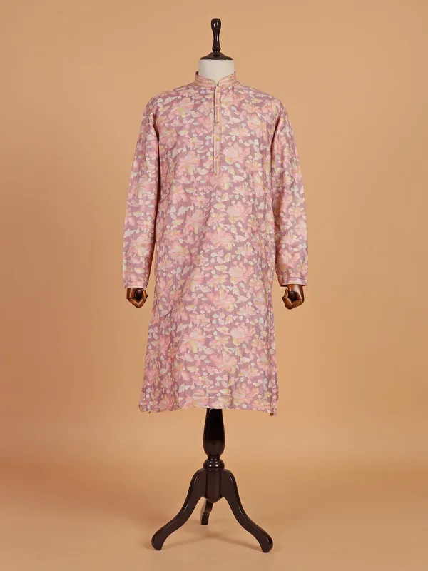 Classy mauve purple printed kurta suit