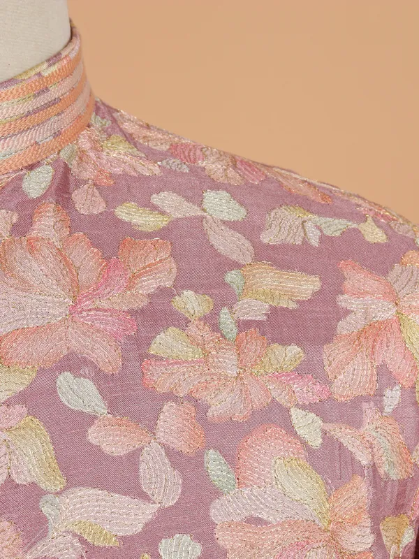 Classy mauve purple printed kurta suit