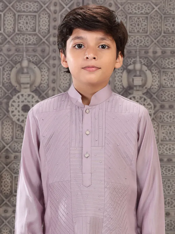 Classy mauve purple silk kurta suit