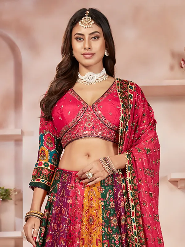 Classy multi color silk lehenga choli