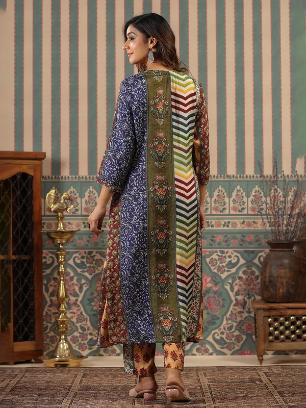 Classy multi color soft silk kurti set