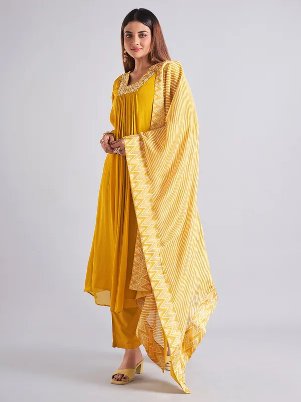Classy mustard yellow georgette salwar suit