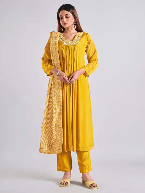 Classy mustard yellow georgette salwar suit