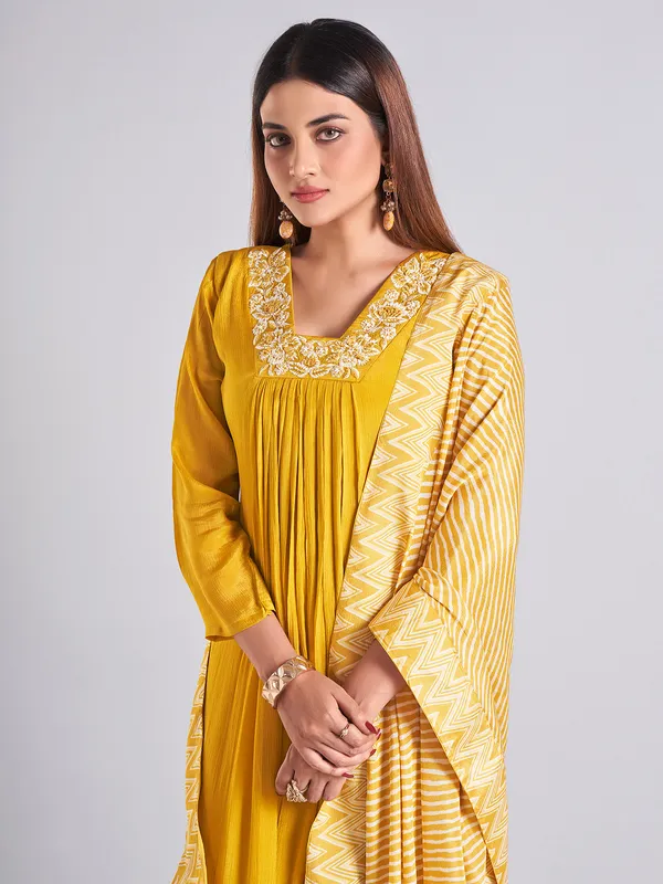 Classy mustard yellow georgette salwar suit