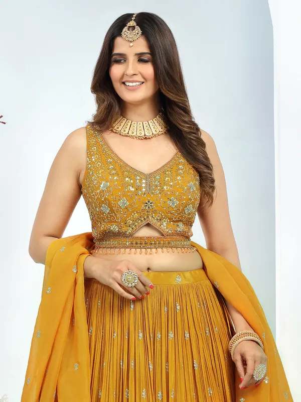 Classy mustard yellow lehenga choli