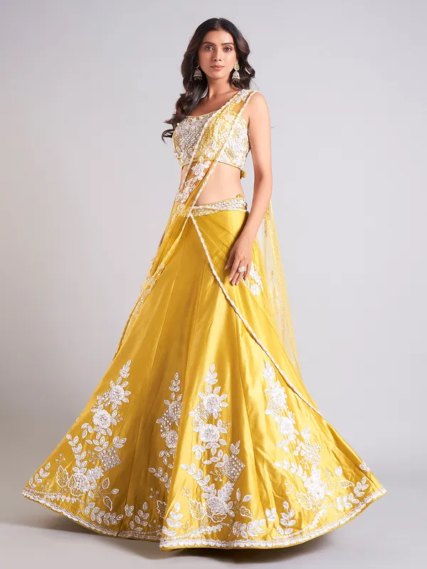 Classy mustard yellow lehenga choli for wedding
