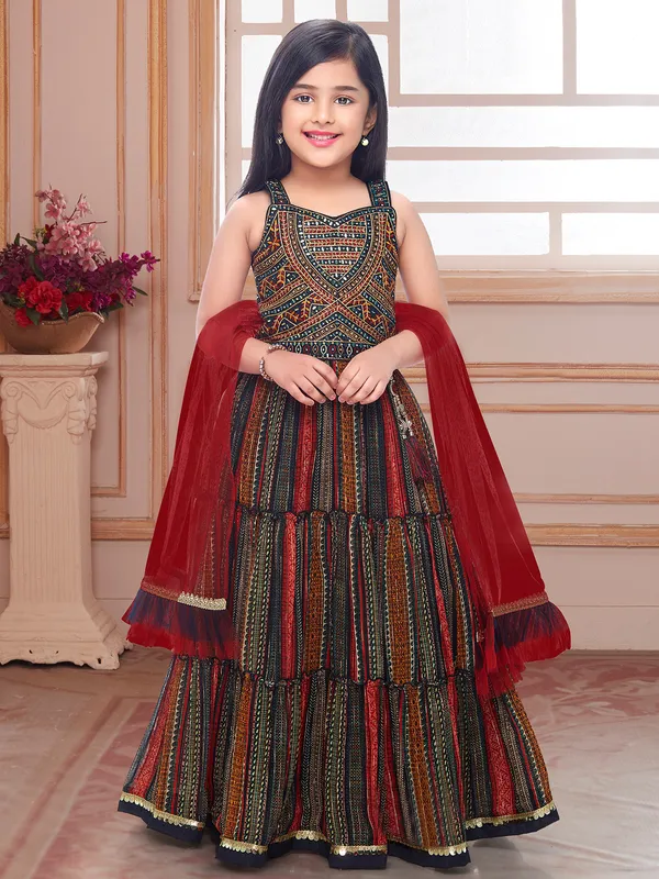 Classy navy georgette printed lehenga choli