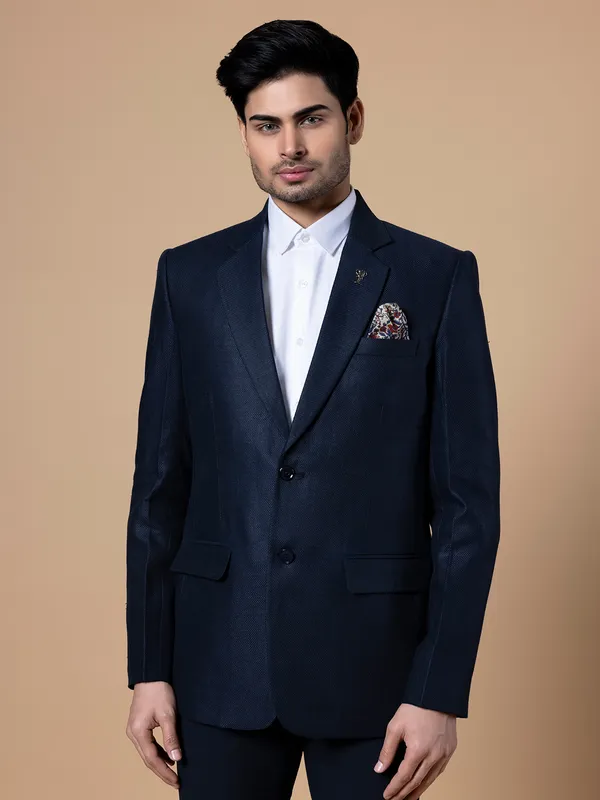 Classy navy terry rayon blazer