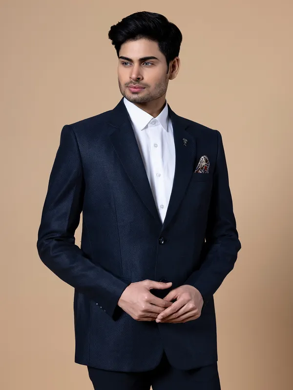 Classy navy terry rayon blazer