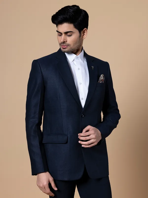 Classy navy terry rayon blazer