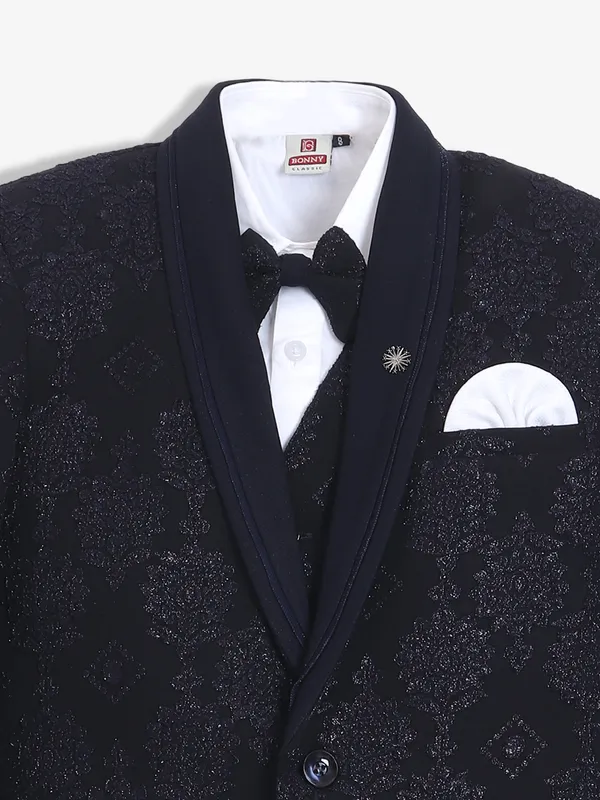 Classy navy terry rayon one button coat suit