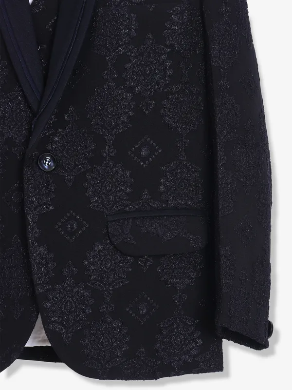 Classy navy terry rayon one button coat suit
