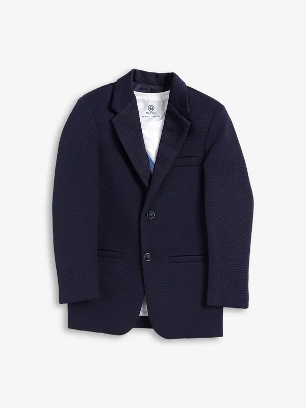 Classy navy terry rayon textured blazer