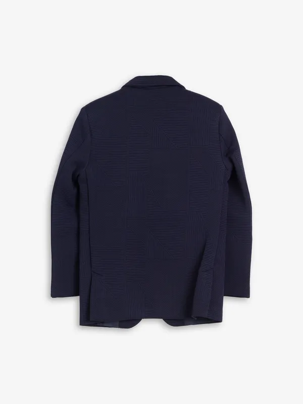 Classy navy terry rayon textured blazer