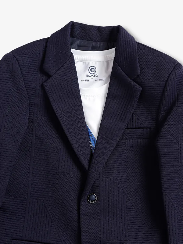 Classy navy terry rayon textured blazer