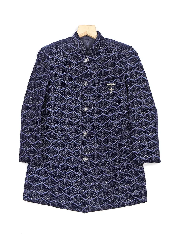 Classy navy velvet indowestern